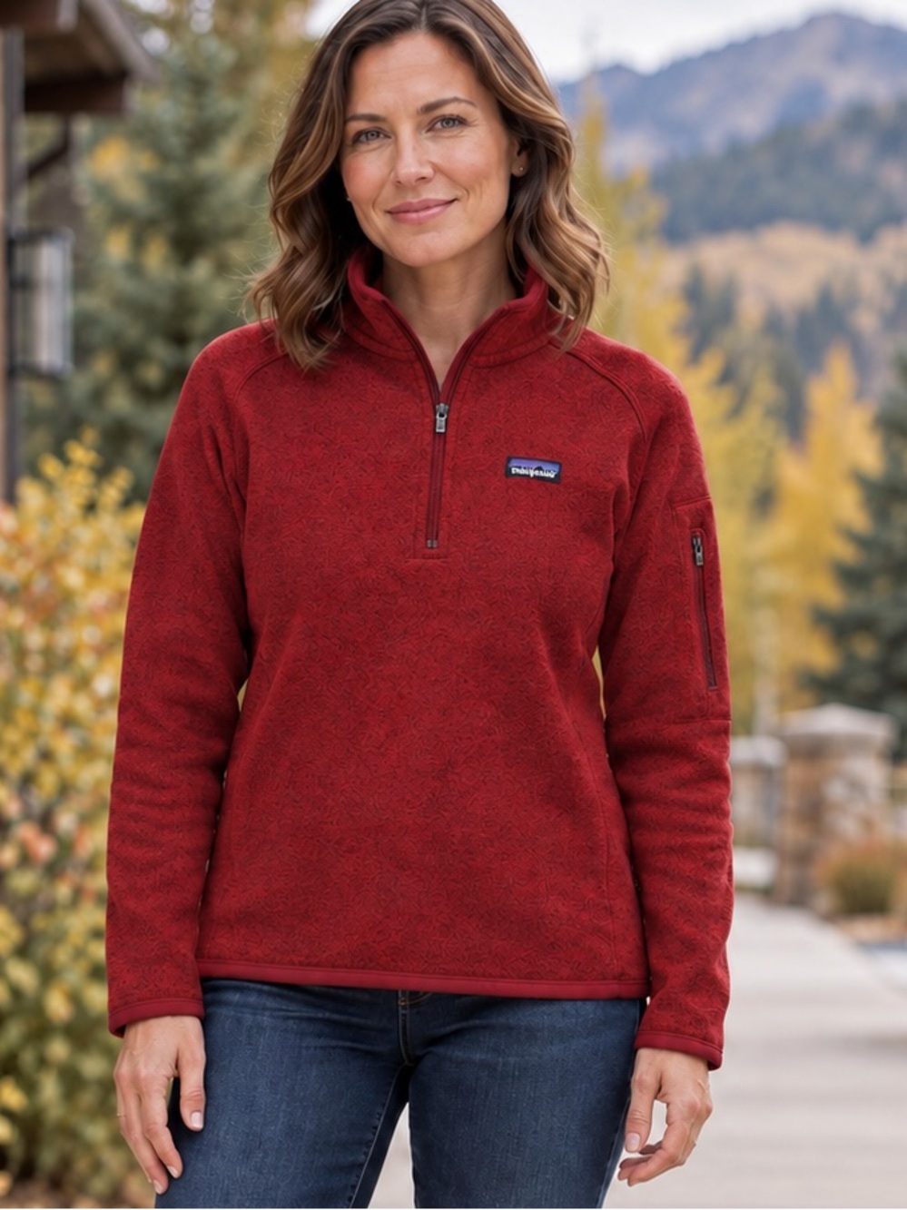 Patagonia Better Sweater 1/4 Zip Fleece Pullover Heathered Red Women’s Size Larg